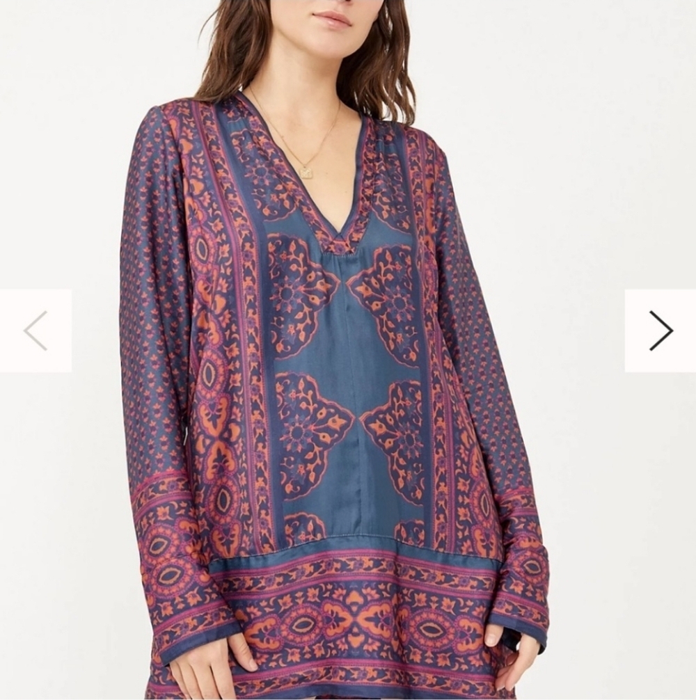 FREE PEOPLE Meadow Mod Mini Dress Moody Combo, Long Sleeve, Size L - Picture 2 of 15